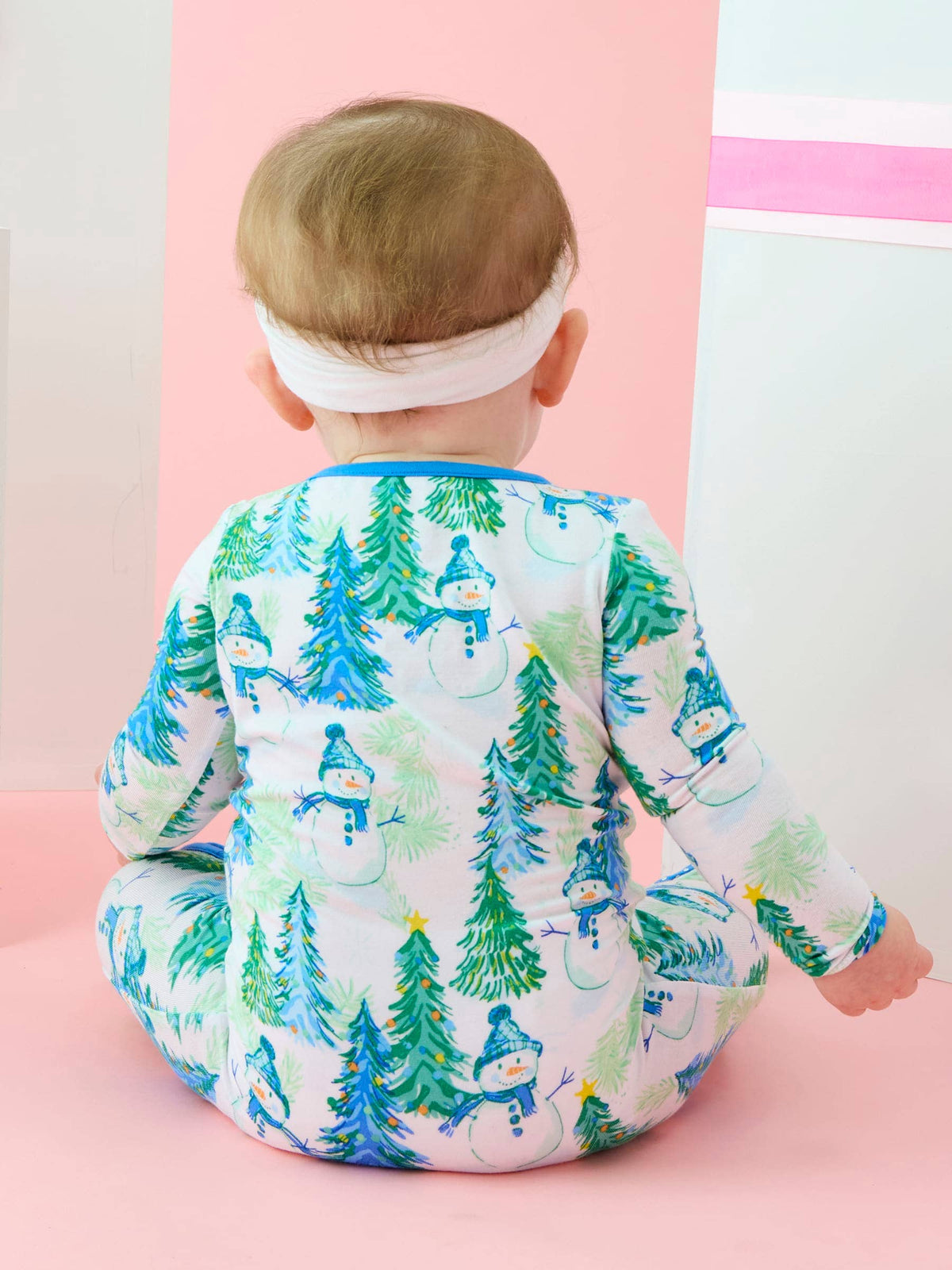 SoftSnooze™ Baby Bamboo Viscose Blue Snowman Grove Footed One Piece Pajama