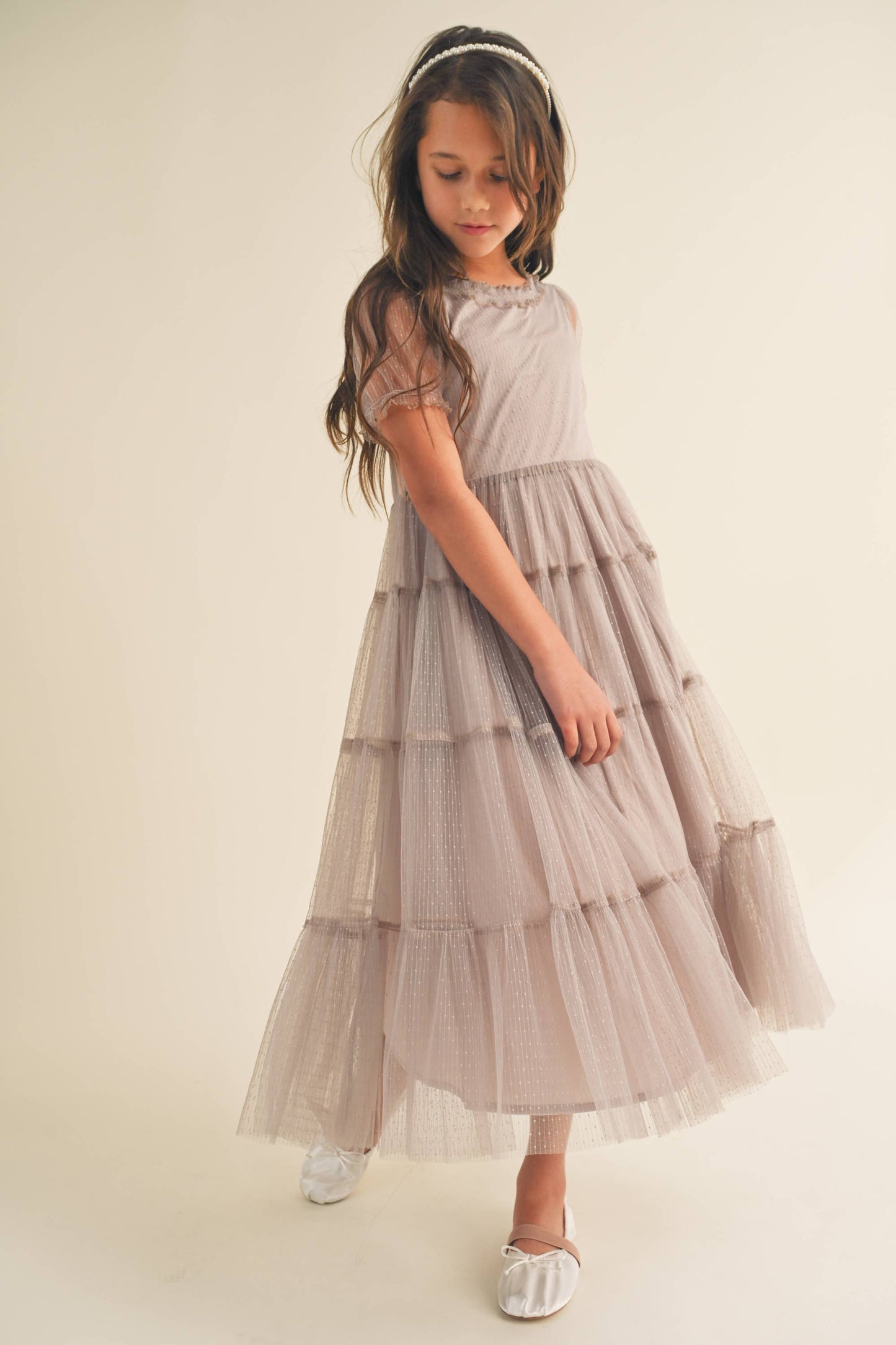Puff Sleeve Tiered Midi Dress