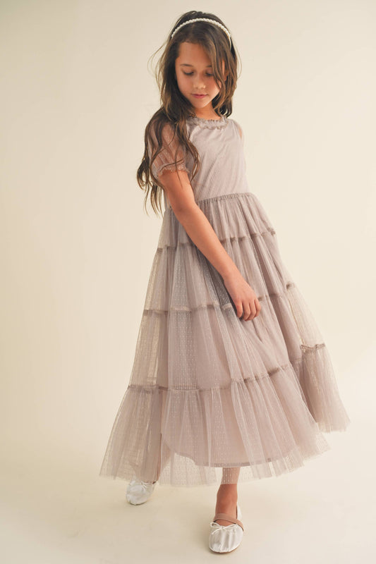 Puff Sleeve Tiered Midi Dress