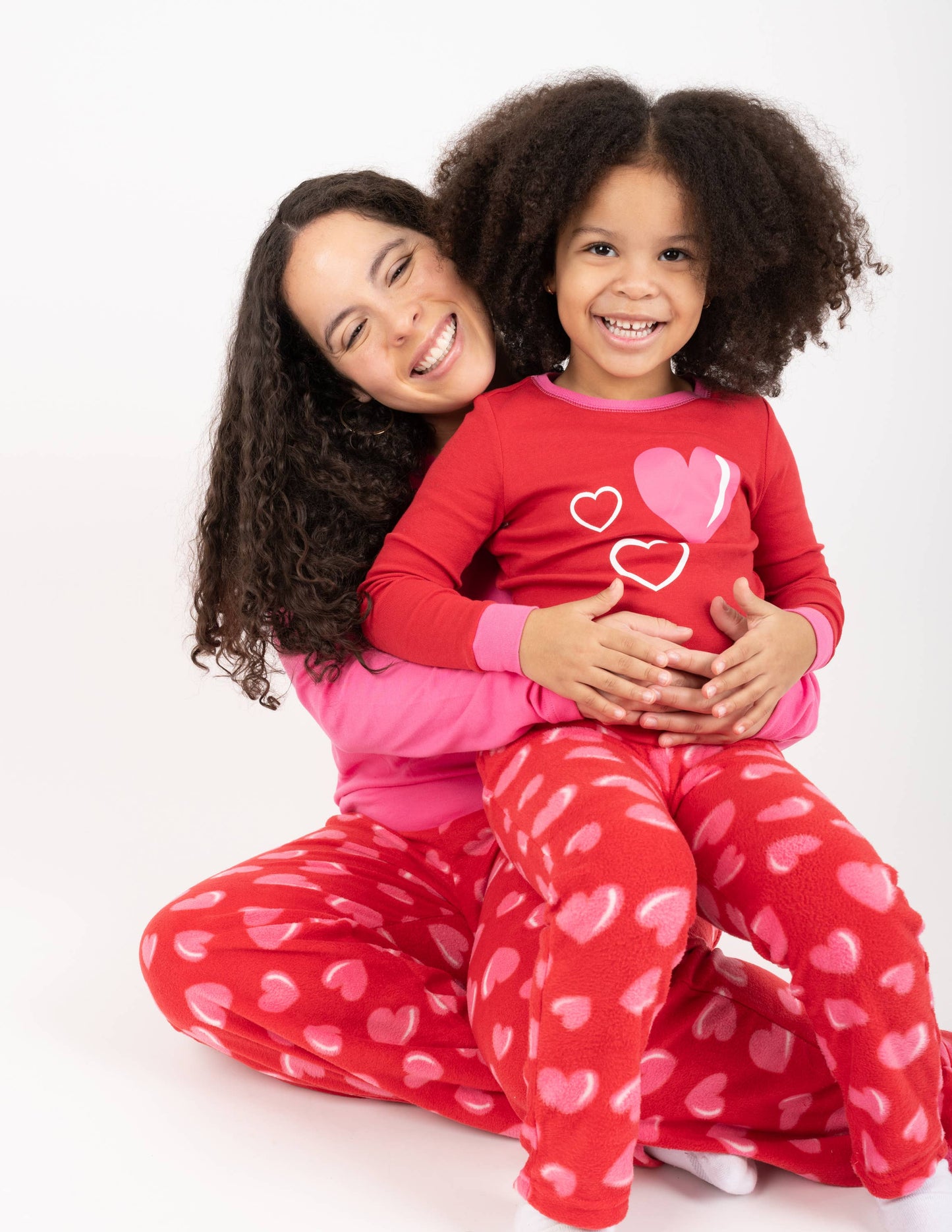 Kids Cotton Top & Fleece Pants Heart Pajamas Valentine's