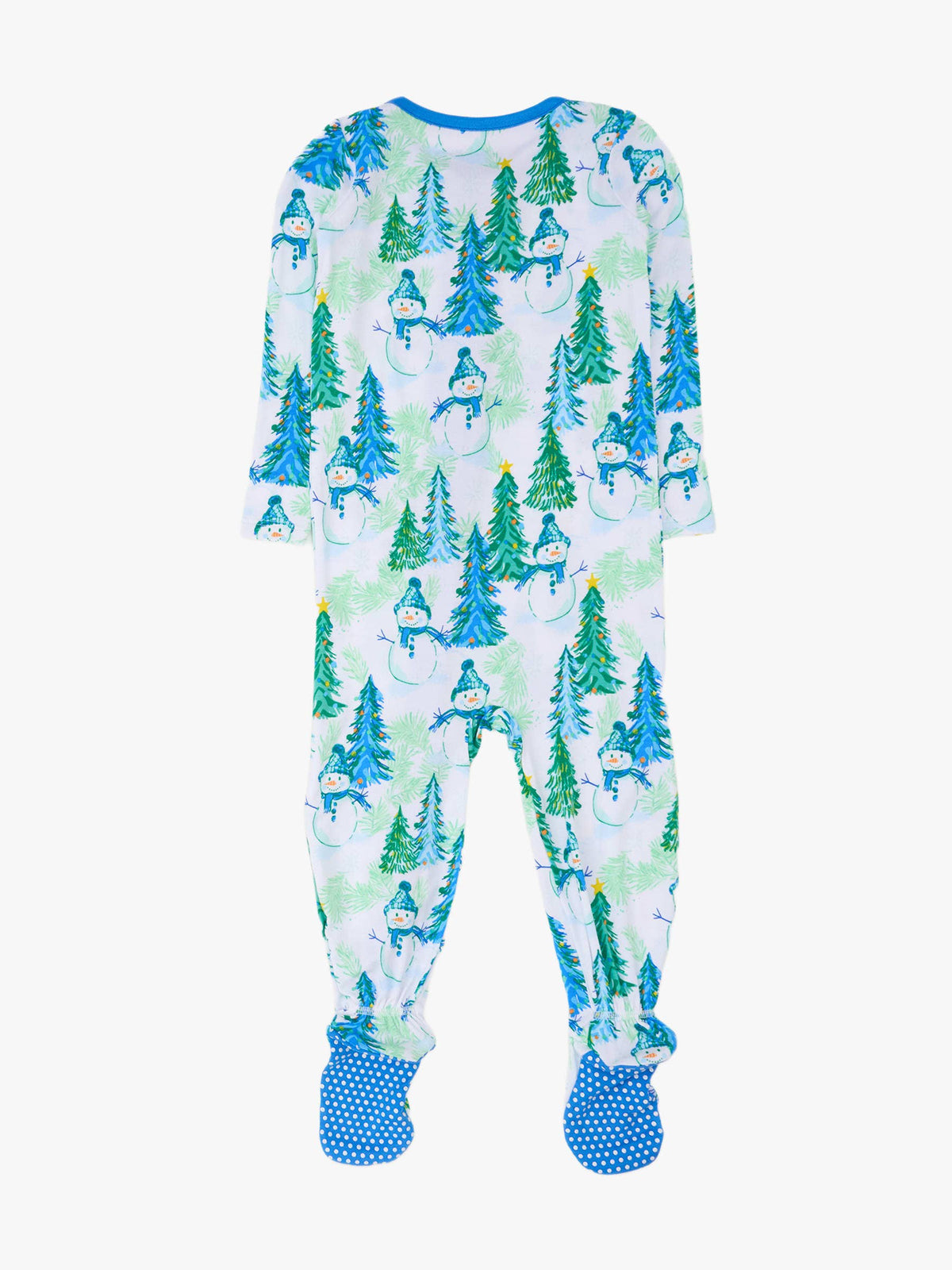 SoftSnooze™ Baby Bamboo Viscose Blue Snowman Grove Footed One Piece Pajama