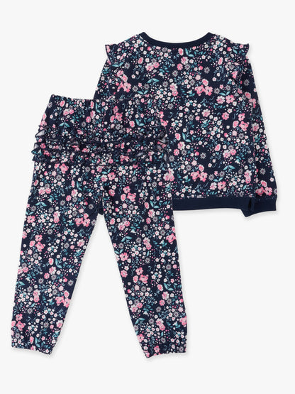 Toddler Girls Moonlit Meadow Flutter Sweatshirt Jogger Set with Signature Rear Ruffles