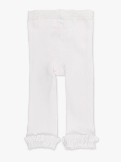 Girls White Footless Ruffle Tights