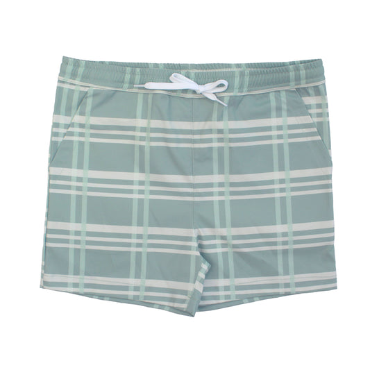 Blue Plaid Boys Swim Trunks