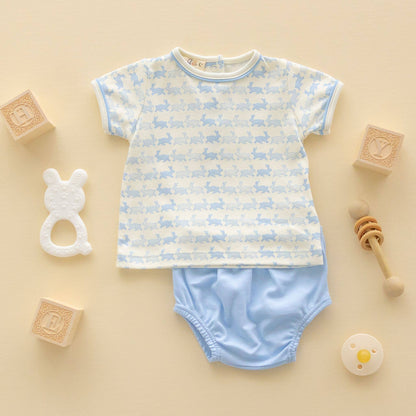 Bunny Hop Diaper Cover Set - Sky