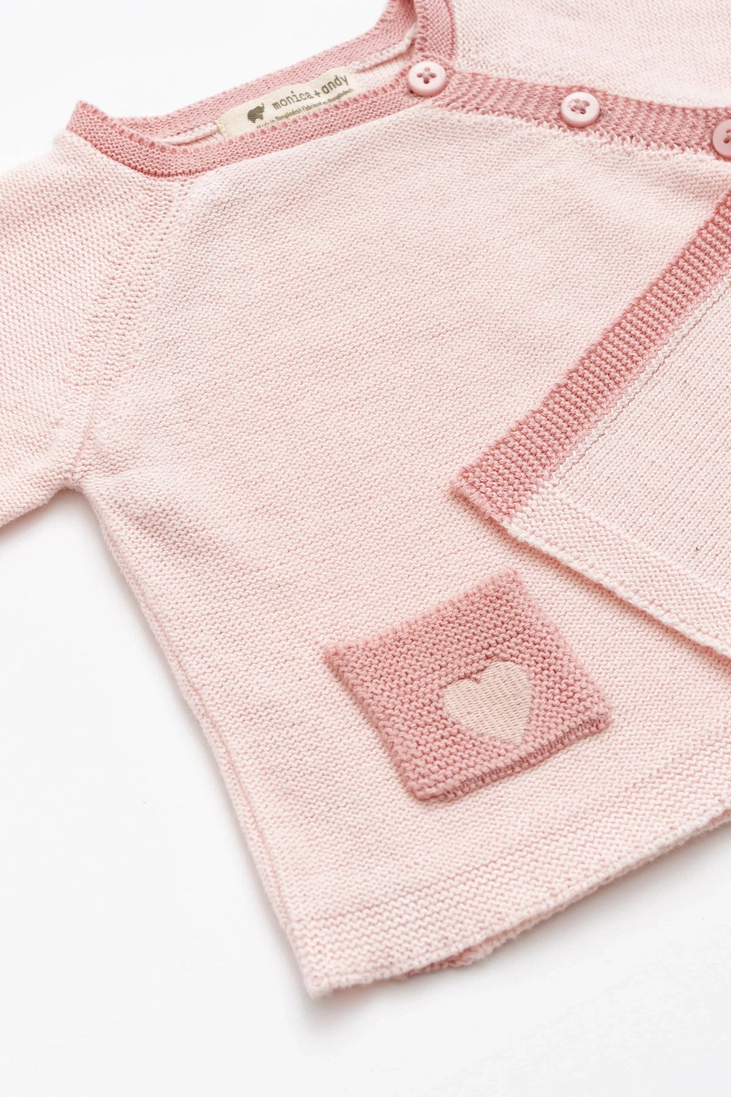 Little Darling Knit Top + Bottom - Pink Heart on Pink