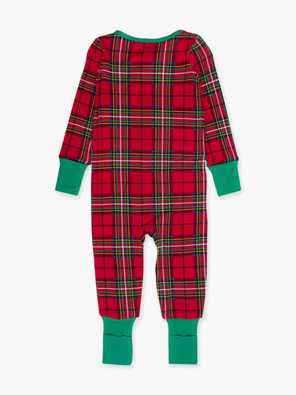 SoftSnooze™ Baby Bamboo Viscose Red Nicholas Plaid Convertible One Piece Footie Pajama