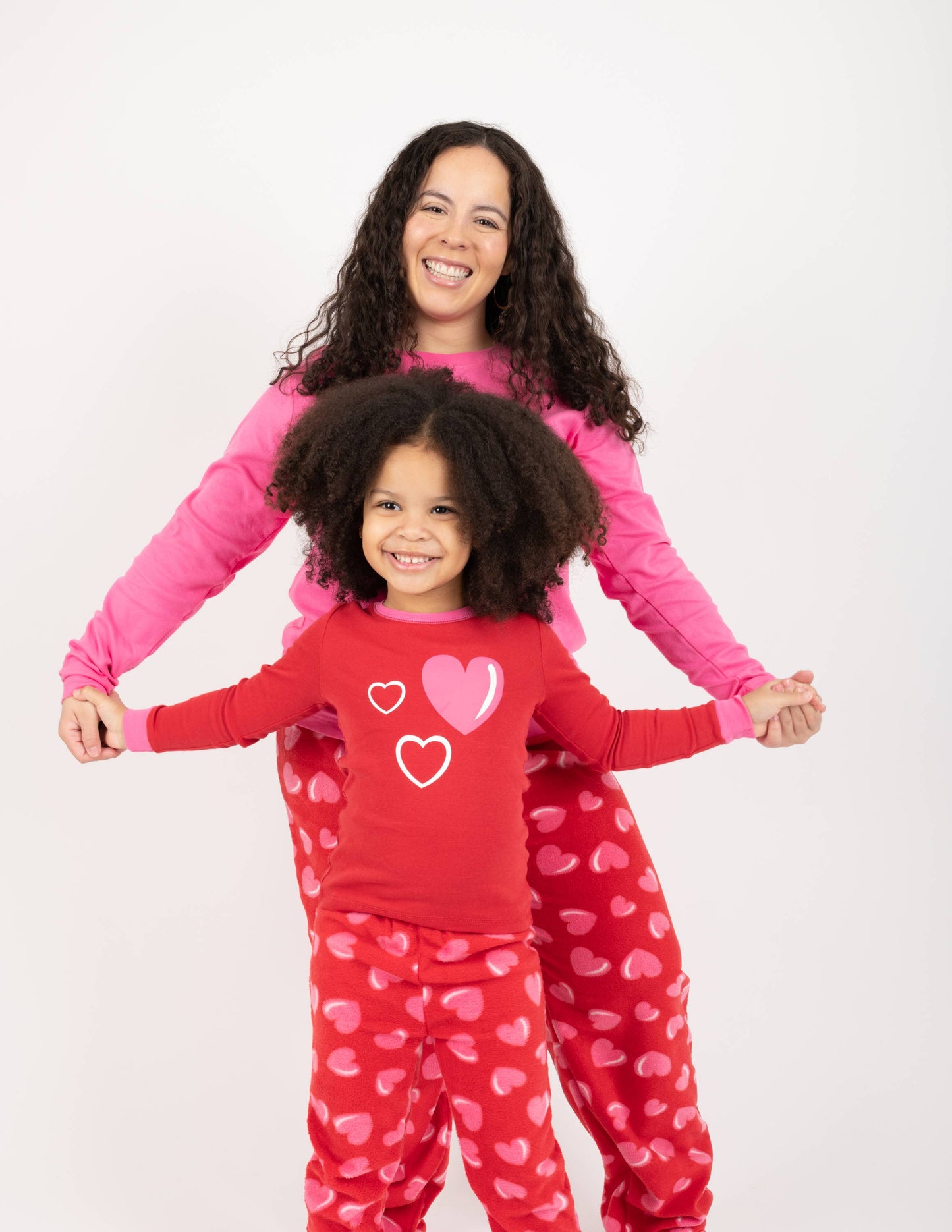 Kids Cotton Top & Fleece Pants Heart Pajamas Valentine's