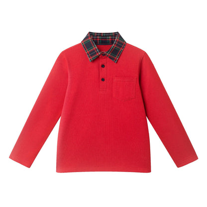 Kids Polo & Twill Pant Holiday Set | Red