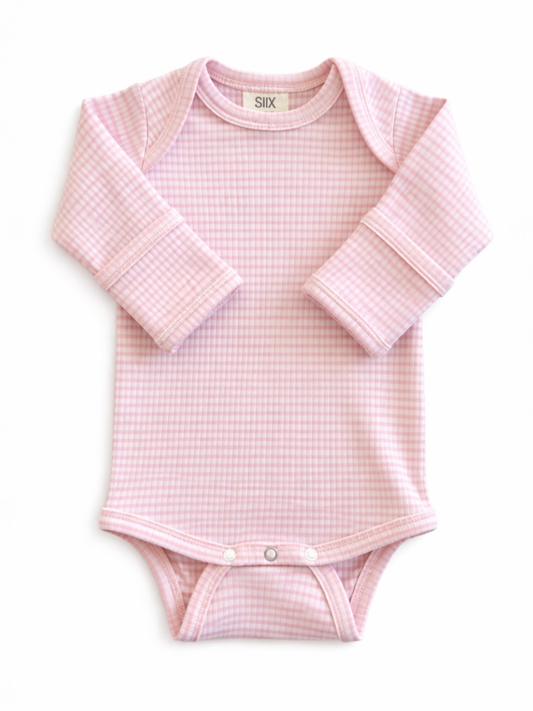 Pink Stripe / Ribbed Long Sleeve Bodysuit