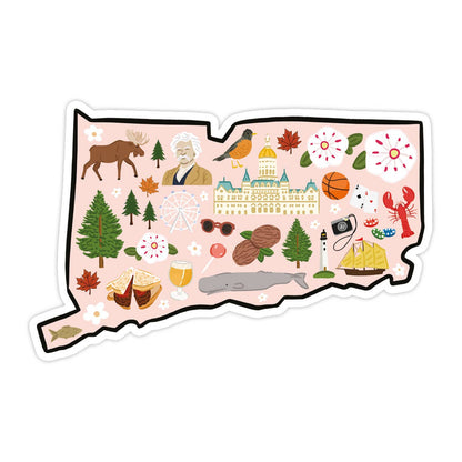 Connecticut Vinyl Sticker - State Sticker, Travel Gift, Souvenir
