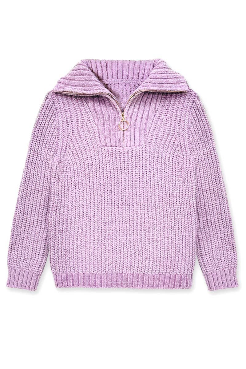 Zip Front Lurex Sweater