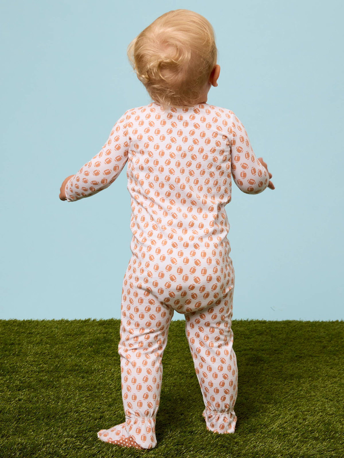 SoftSnooze™ Baby Cotton Modal Football Frenzy Footed One Piece Pajama
