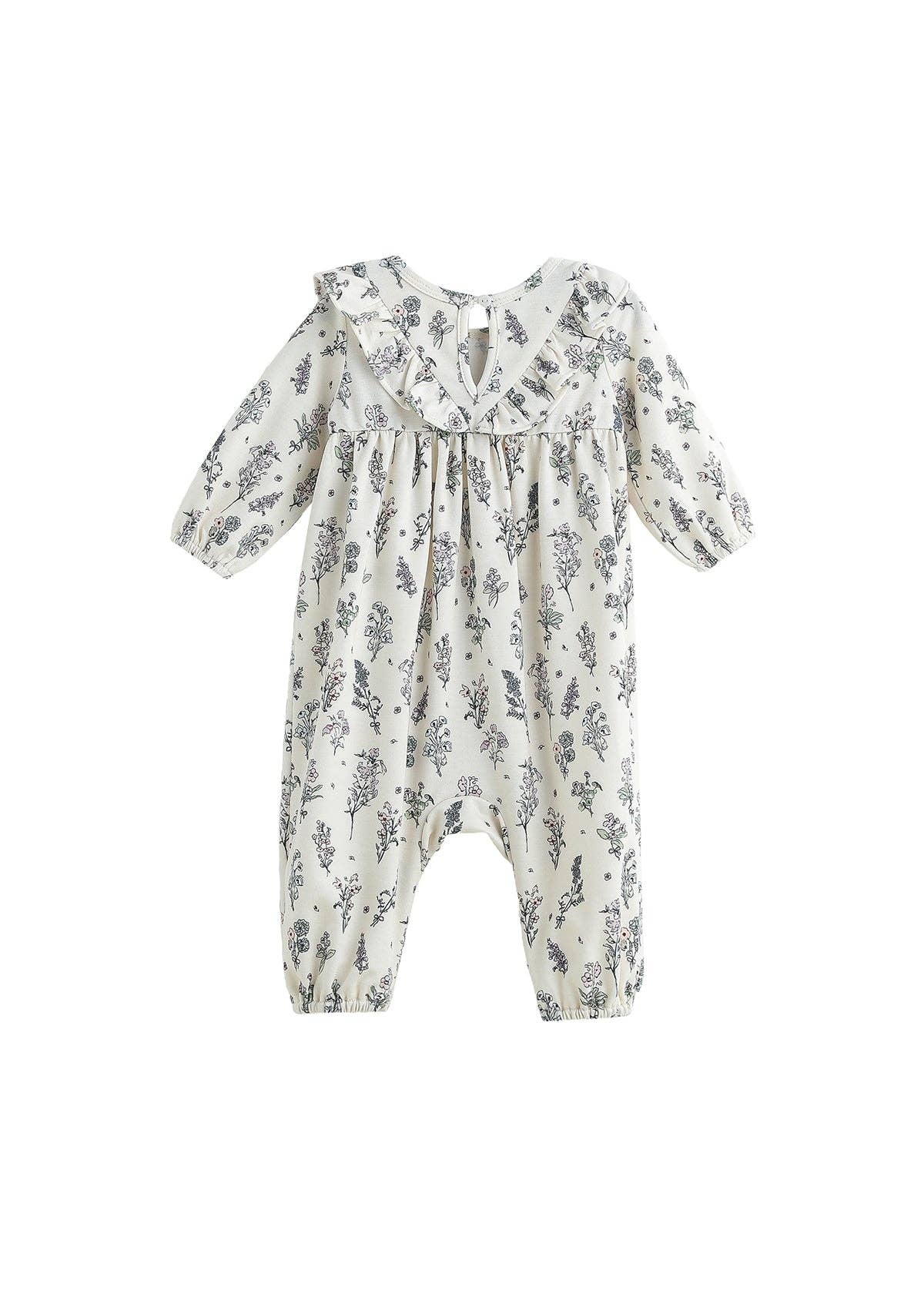 Gracie Floral Ruffle Collar Straight Leg Romper