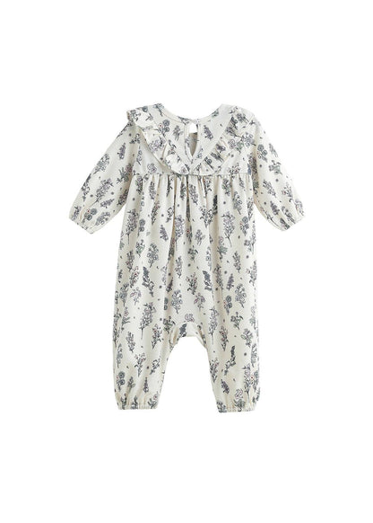 Gracie Floral Ruffle Collar Straight Leg Romper