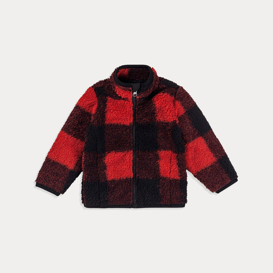 Red Plaid Sherpa Fleece Baby Zip Up Jacket