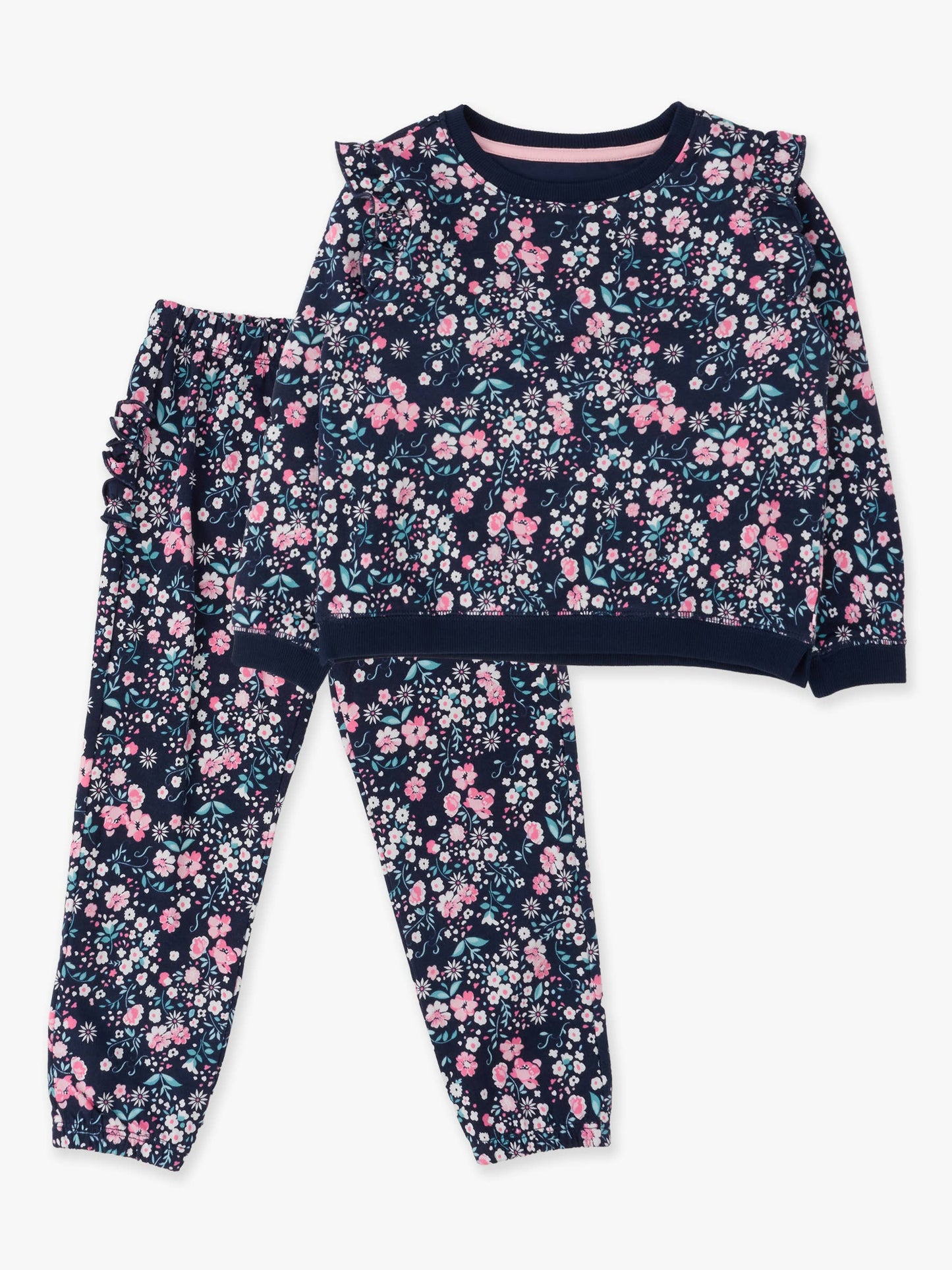 Toddler Girls Moonlit Meadow Flutter Sweatshirt Jogger Set with Signature Rear Ruffles