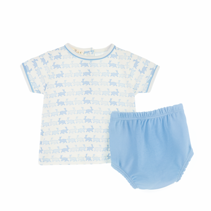 Bunny Hop Diaper Cover Set - Sky