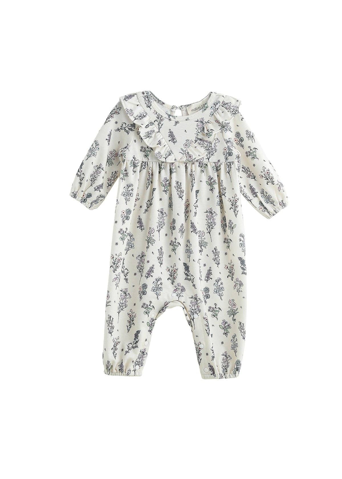Gracie Floral Ruffle Collar Straight Leg Romper