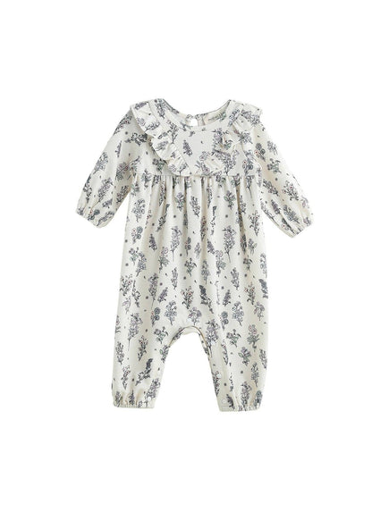 Gracie Floral Ruffle Collar Straight Leg Romper