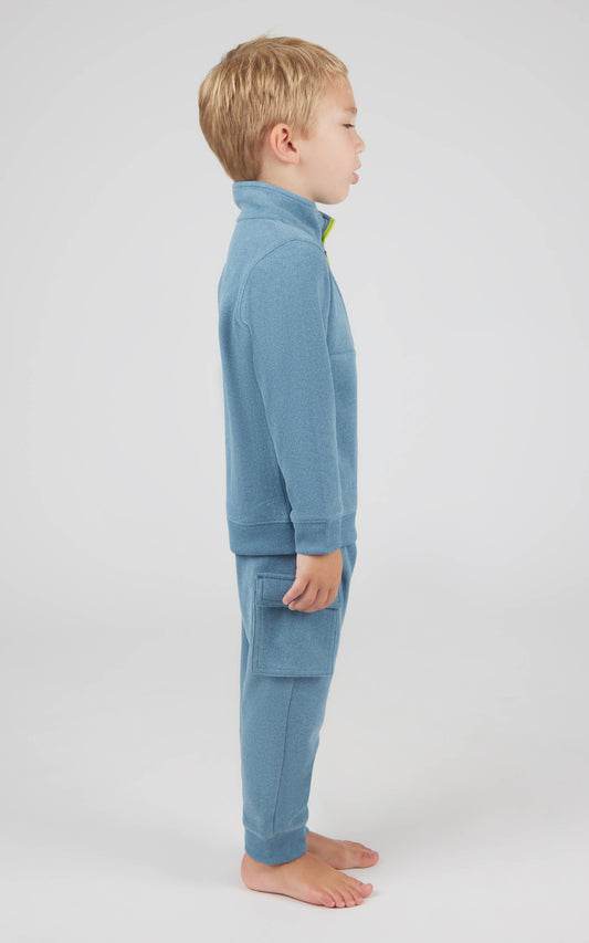 Toddler Boys Melange Fleece Half Zip and Jogger