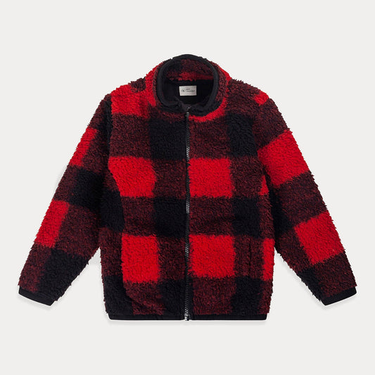 Kids Red Plaid Sherpa Jacket