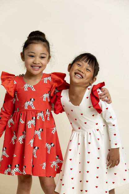 Valentine's Day Double Ruffle Let's Dance Dress - Dalmatians