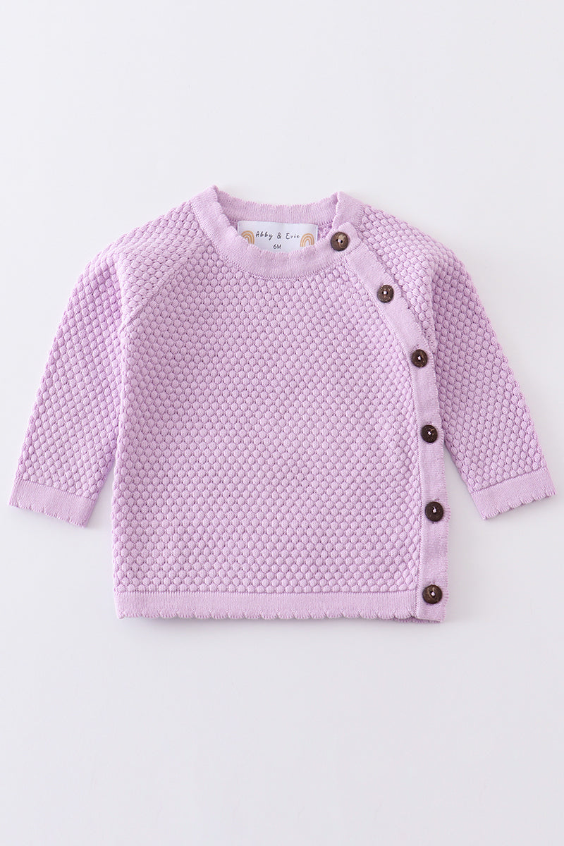 Lilac Button Baby Sweater