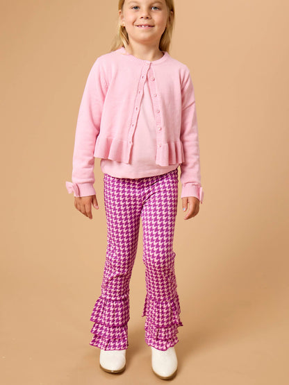 Girls Plum Tart Houndstooth Ruffle Flare Pants