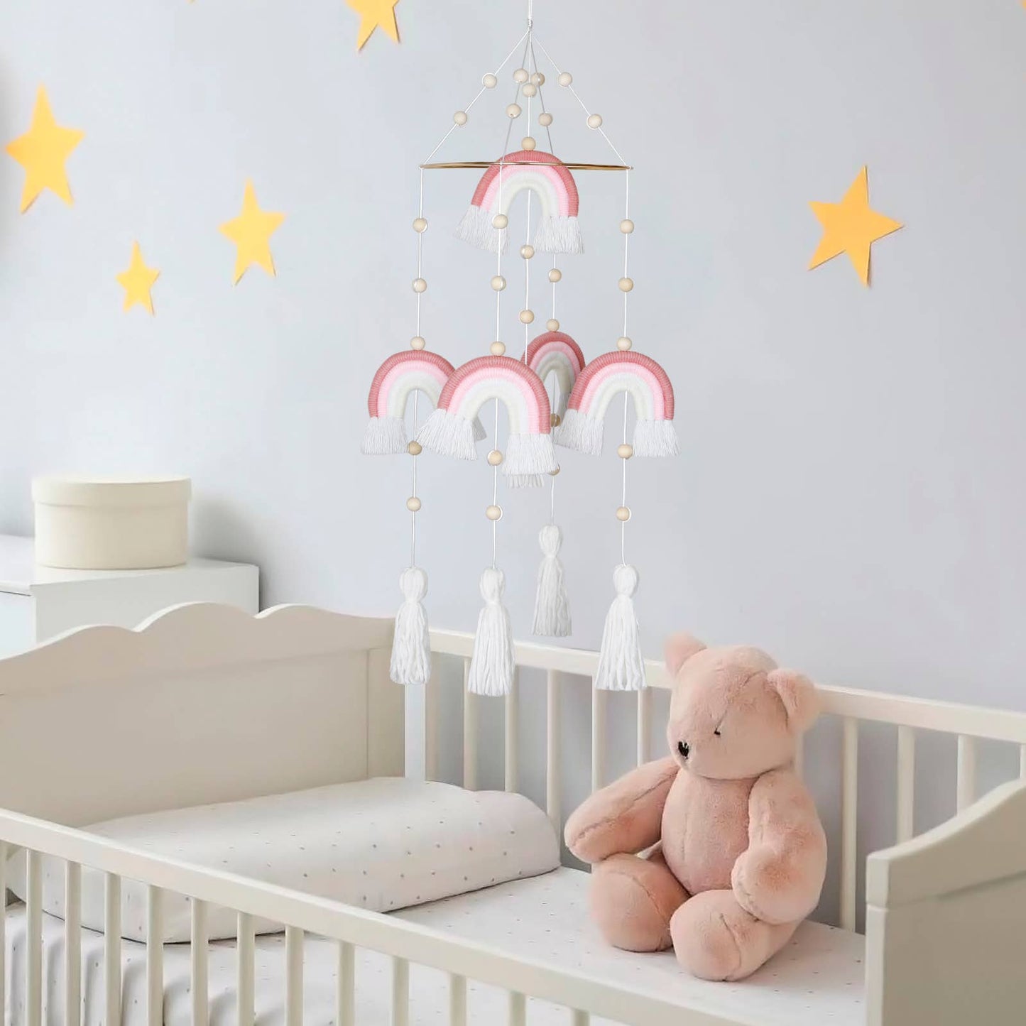 Handmade Rainbow Hanging Baby Crib Mobile For Nursery Room