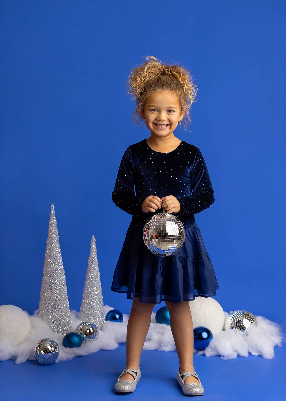 Velvet Dreams Long Sleeve Color Block Tiered Dress