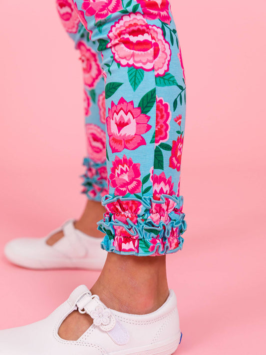 Girls Bright Blossoms Classic Ruffle Leggings