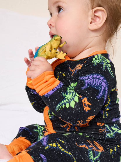 SoftSnooze™ Baby Bamboo Viscose Prehistoric Dinosaur Pals Glow-In-The-Dark Convertible One Piece Footie Pajama