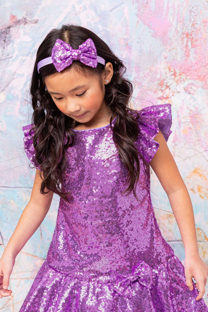 Satin Headband with Sequin Bow