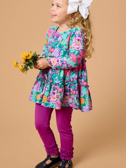 Toddler Girls Plum Tart Classic Ruffle Leggings with Signature Rear Ruffles