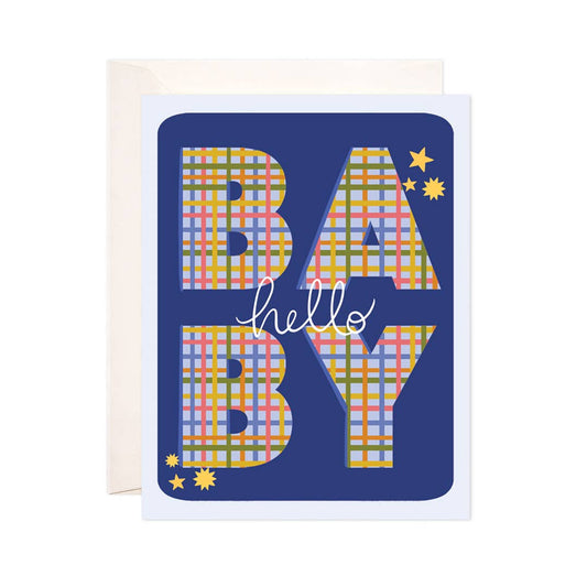 Hello Baby Blue Greeting Card - New Baby Card
