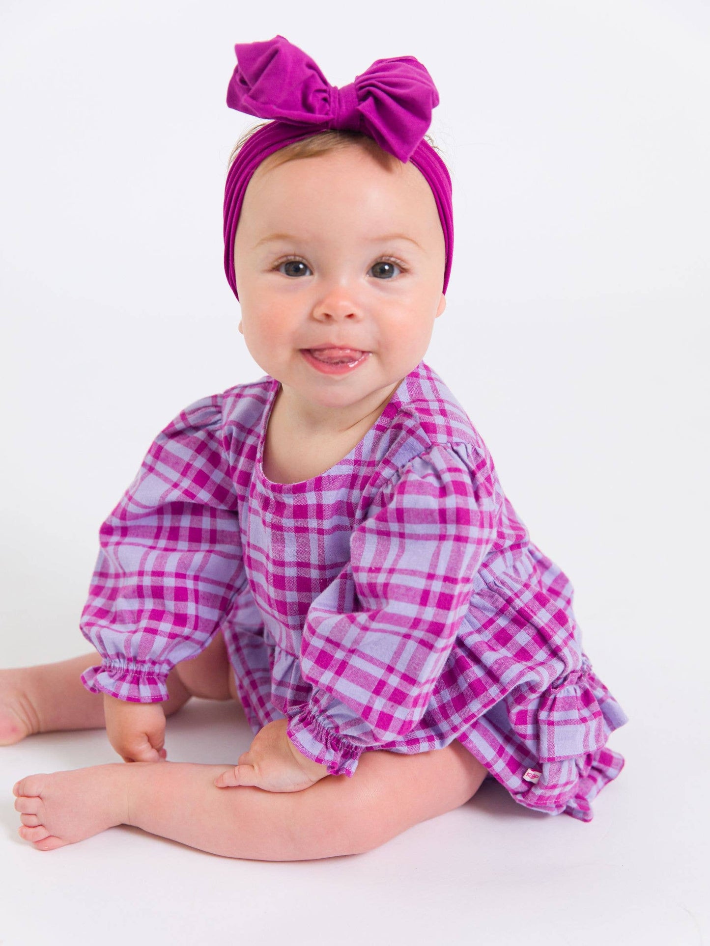 Harper Plaid Woven Long Sleeve Bubble Romper