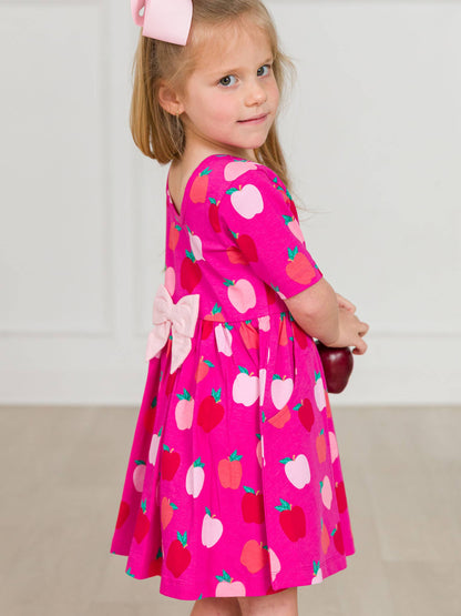 Girls Apple of My Eye Short Sleeve Knit Twirl Dress