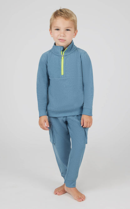 Toddler Boys Melange Fleece Half Zip and Jogger