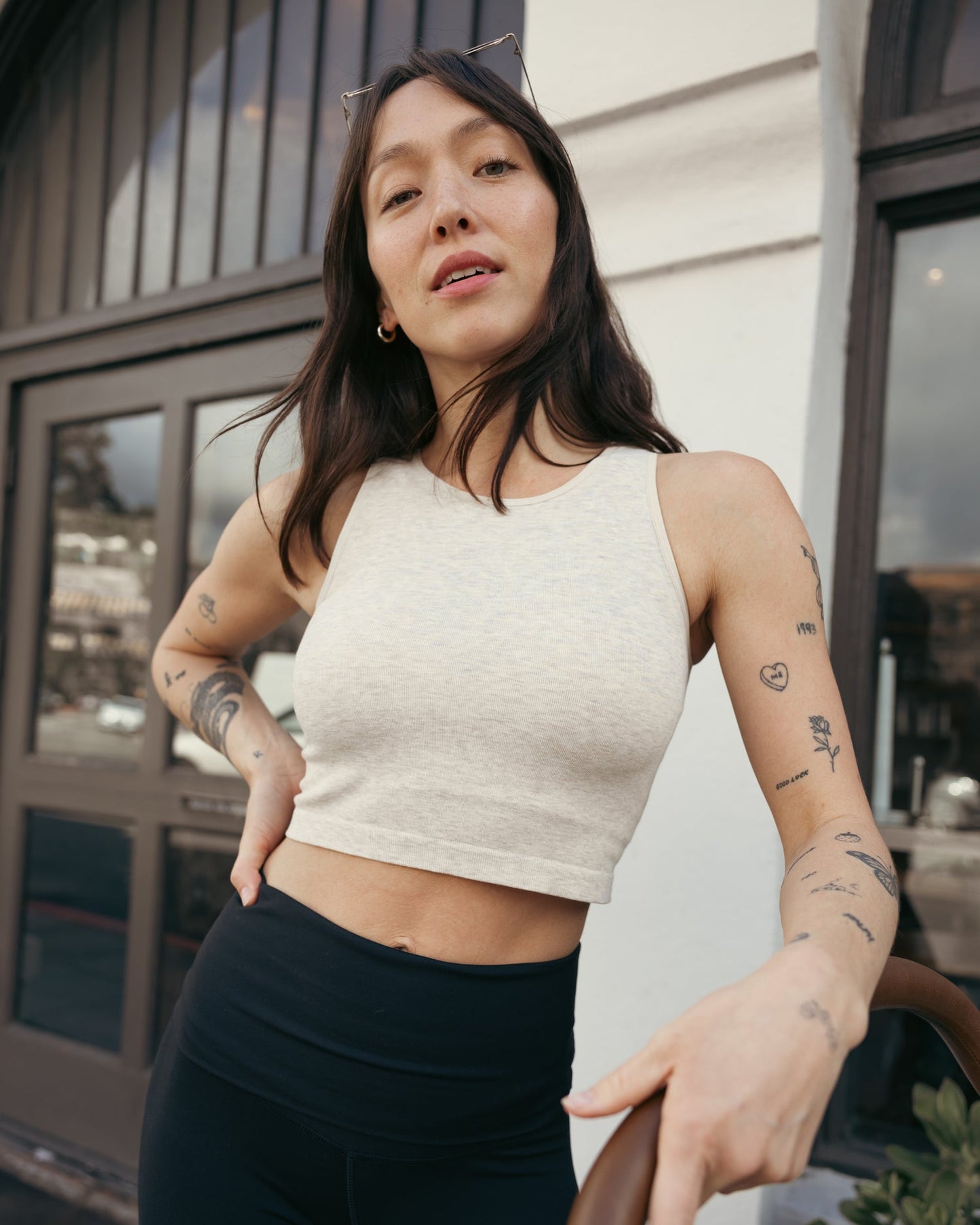 Sublime® Bamboo Maternity & Nursing Longline Bra Top | Oatmeal Heather