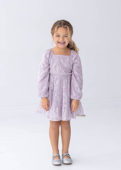 Sugarplum Sparkle Floral Embroidered Tiered Dress