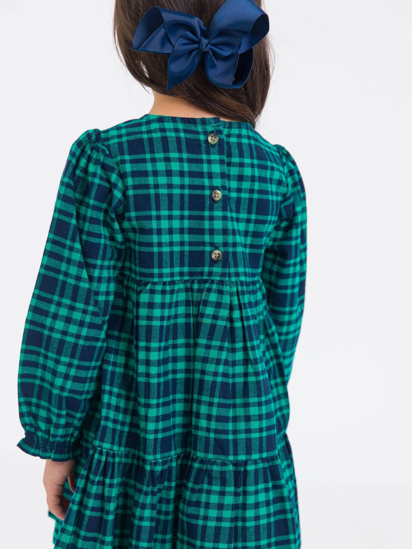 Girls Hayden Plaid Woven Long Sleeve Tiered Twirl Dress