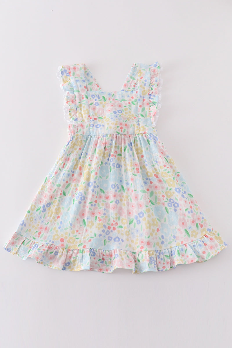 Premium Muslin Floral Ruffle Dress