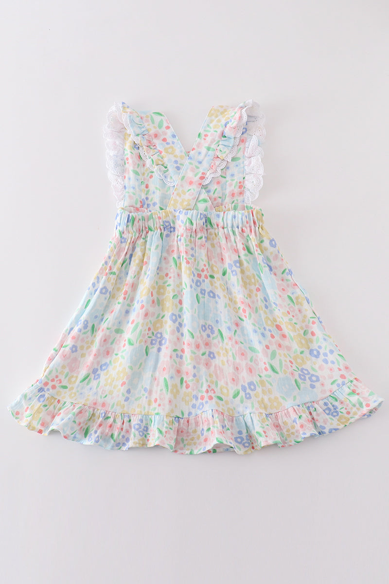 Premium Muslin Floral Ruffle Dress