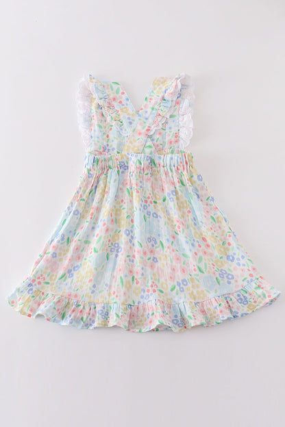 Premium Muslin Floral Ruffle Dress