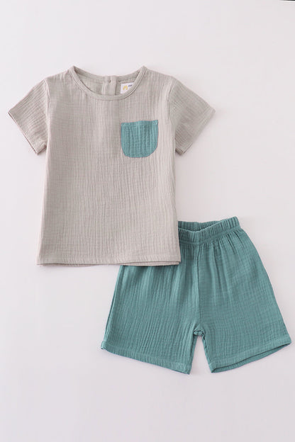 Premium Muslin Boy's Short Set