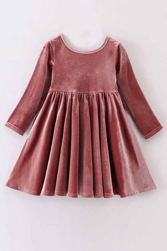 Champagne Velvet Twirl Dress