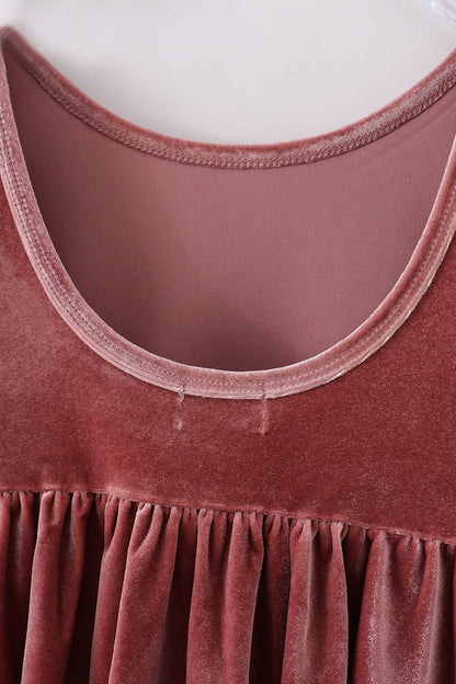 Champagne Velvet Twirl Dress