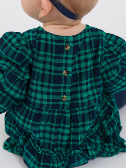 Hayden Plaid Woven Long Sleeve Bubble Romper