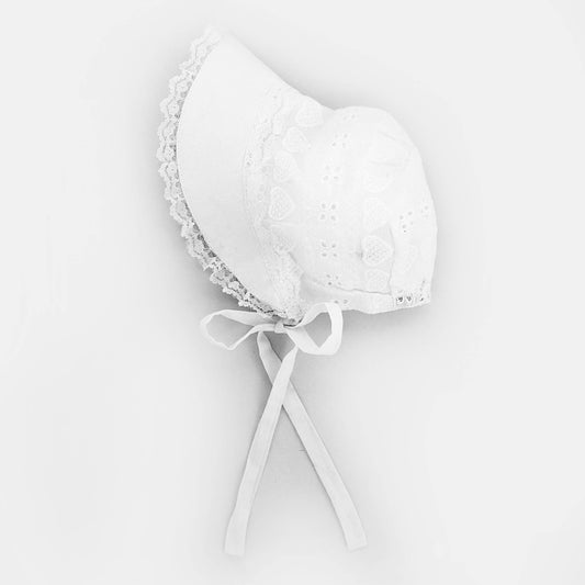 Heart Eyelet Baby Sunbonnet